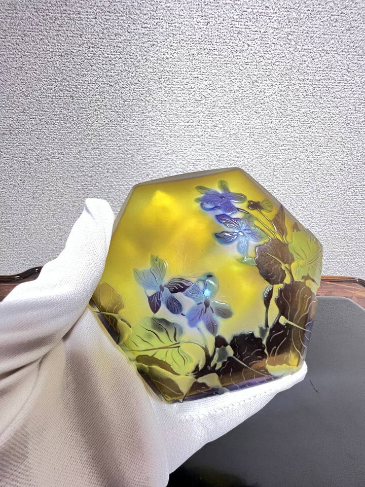 エミールガレ スミレの花のオクタゴン型小物入れ（ボンボニエール）アールヌーボー期