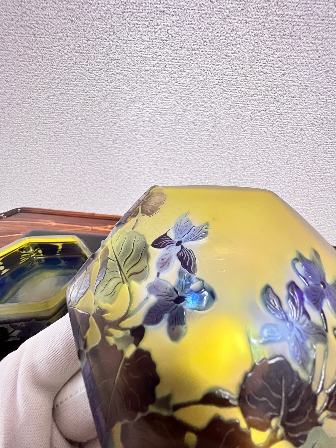 エミールガレ スミレの花のオクタゴン型小物入れ（ボンボニエール）アールヌーボー期