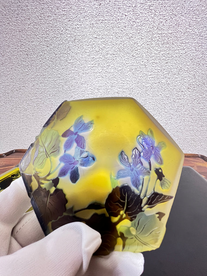 エミールガレ スミレの花のオクタゴン型小物入れ（ボンボニエール）アールヌーボー期