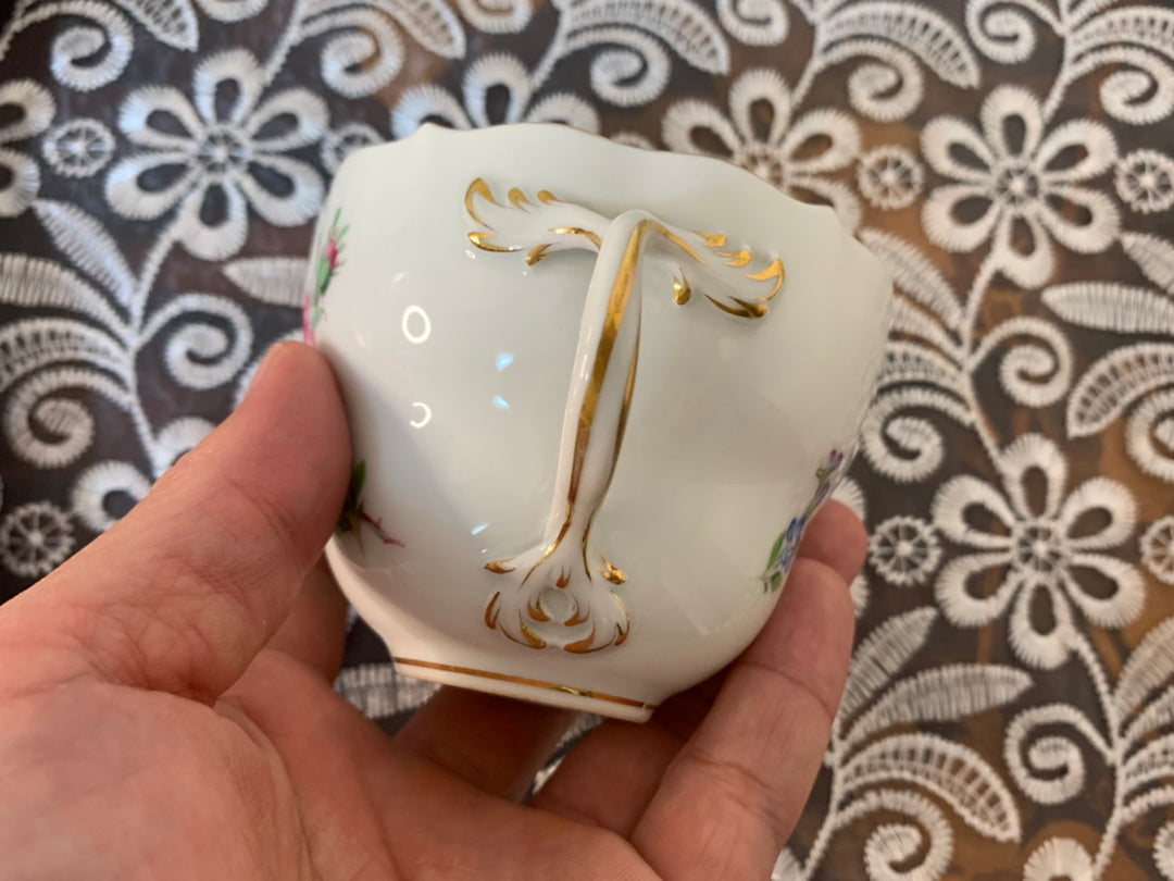 マイセン　ピンクローズと勿忘草（わすれな草）のティーカップ