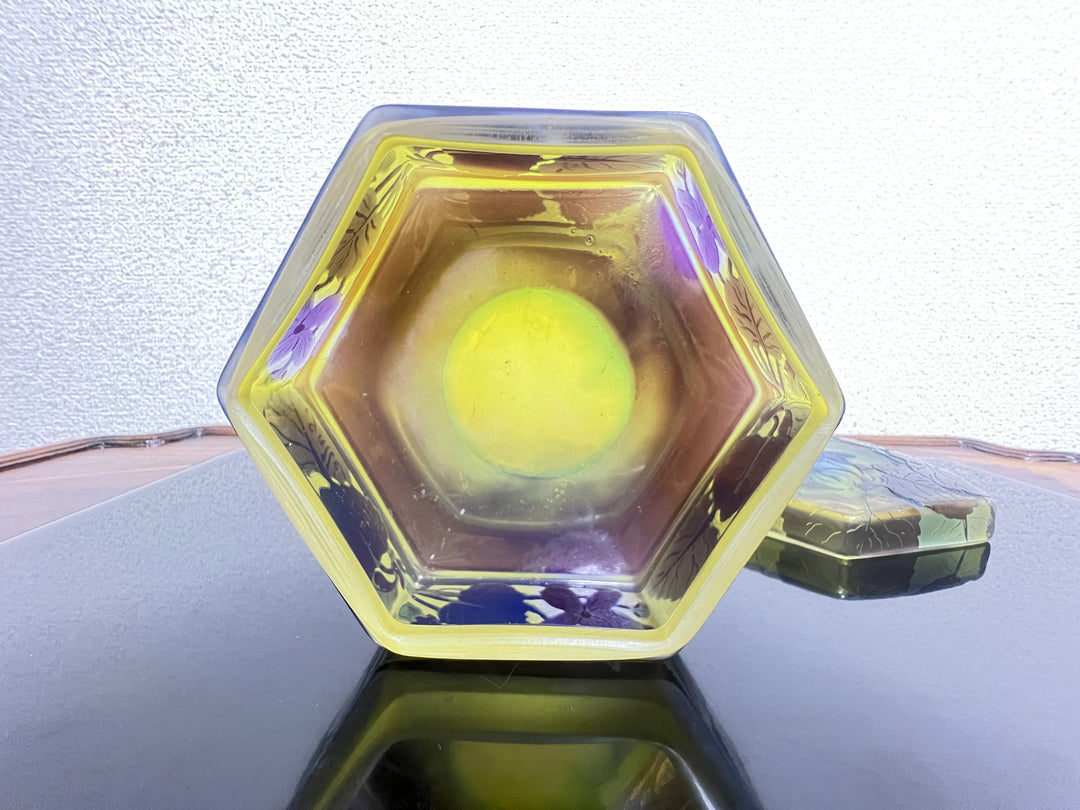 エミールガレ スミレの花のオクタゴン型小物入れ（ボンボニエール）アールヌーボー期