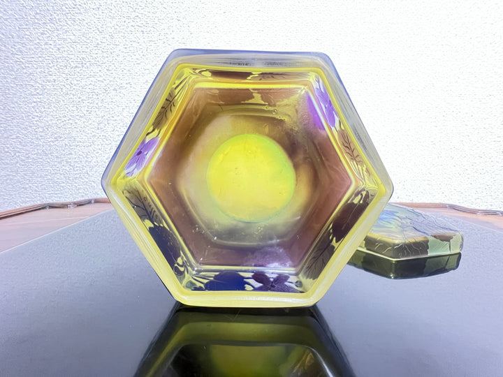 エミールガレ スミレの花のオクタゴン型小物入れ（ボンボニエール）アールヌーボー期