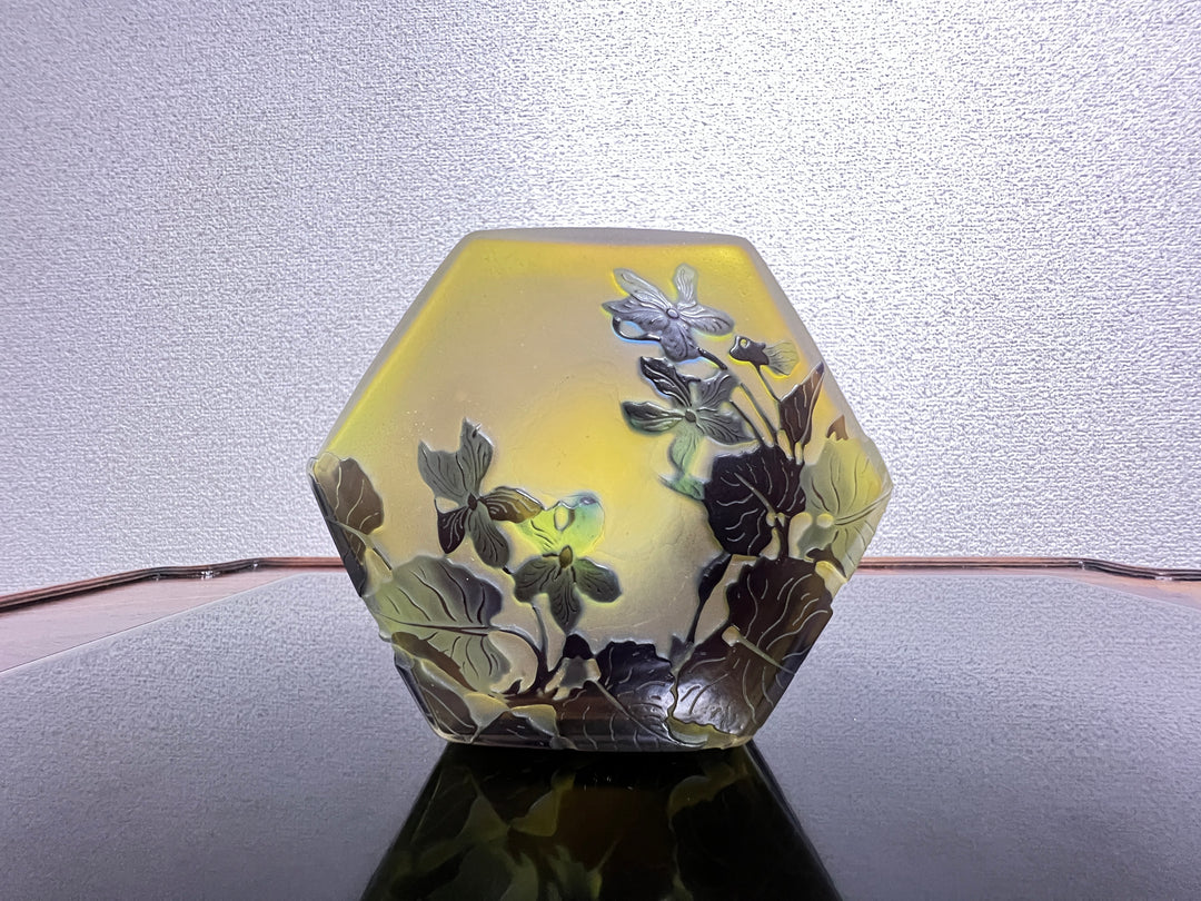エミールガレ スミレの花のオクタゴン型小物入れ（ボンボニエール）アールヌーボー期