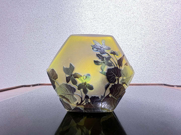 エミールガレ スミレの花のオクタゴン型小物入れ（ボンボニエール）アールヌーボー期