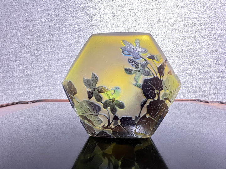 エミールガレ スミレの花のオクタゴン型小物入れ（ボンボニエール）アールヌーボー期