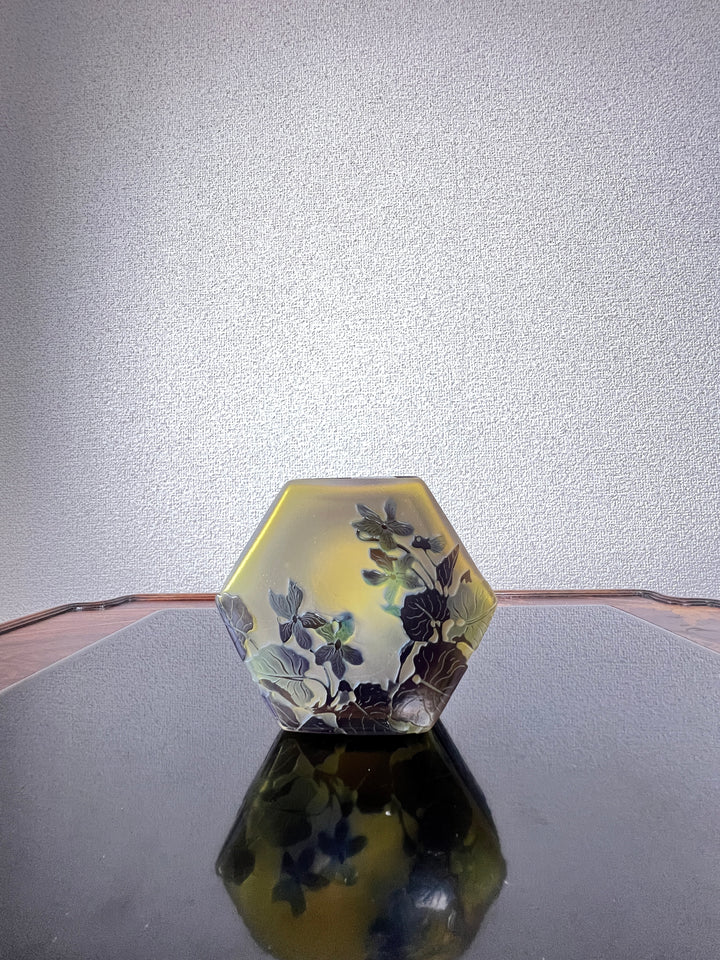 エミールガレ スミレの花のオクタゴン型小物入れ（ボンボニエール）アールヌーボー期