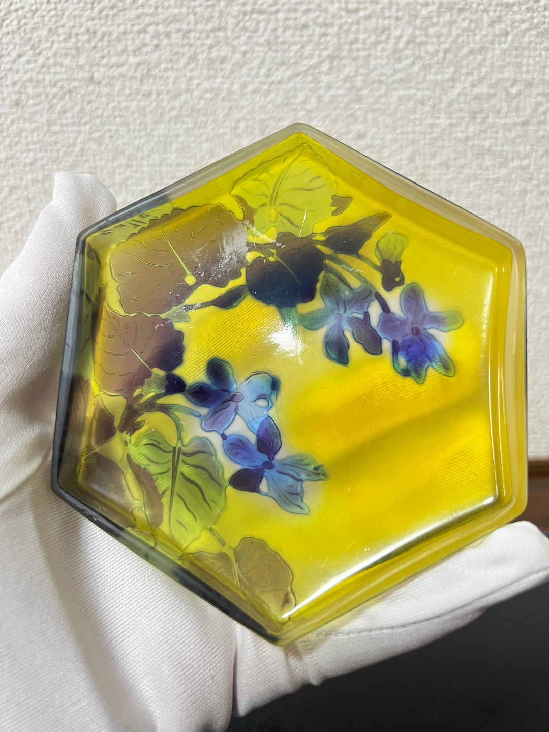 エミールガレ スミレの花のオクタゴン型小物入れ（ボンボニエール）アールヌーボー期