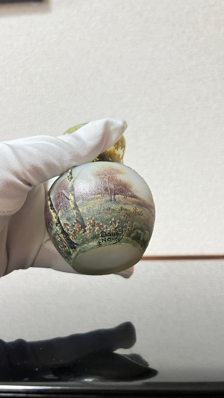 ドーム兄弟（ドームナンシー）白樺の木が描かれた風景のコロン型花瓶　アールヌーボー期