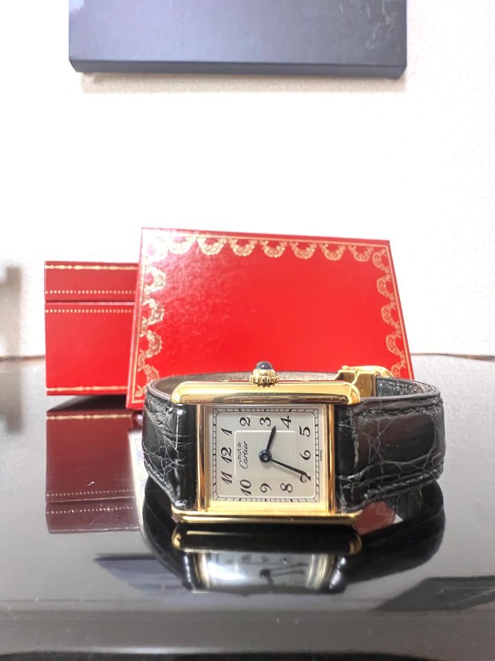 マスト ドゥ カルティエ タンク ブレゲインデックス文字盤 SMサイズ スターリングシルバーに18Kヴェルメイユ