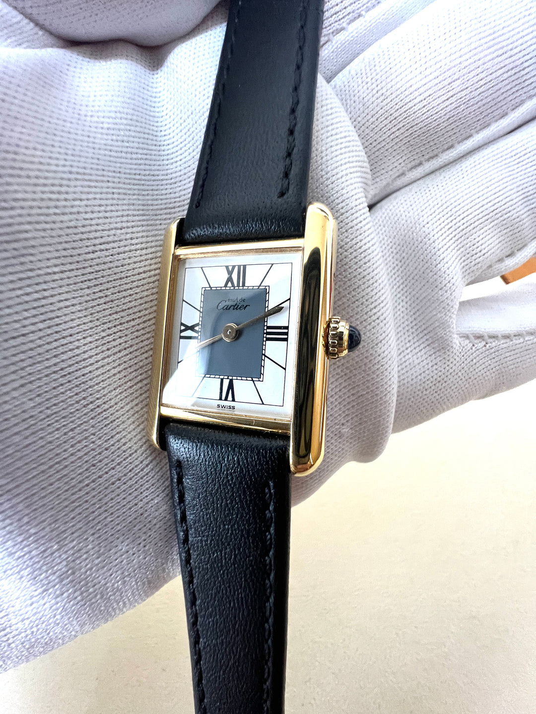 マスト ドゥ カルティエ タンク　レディースヴィンテージウォッチSMサイズ スターリングシルバーに18Kヴェルメイユ