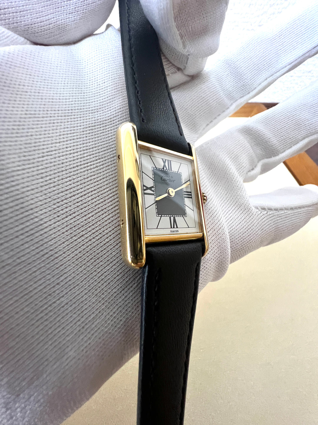 マスト ドゥ カルティエ タンク　レディースヴィンテージウォッチSMサイズ スターリングシルバーに18Kヴェルメイユ