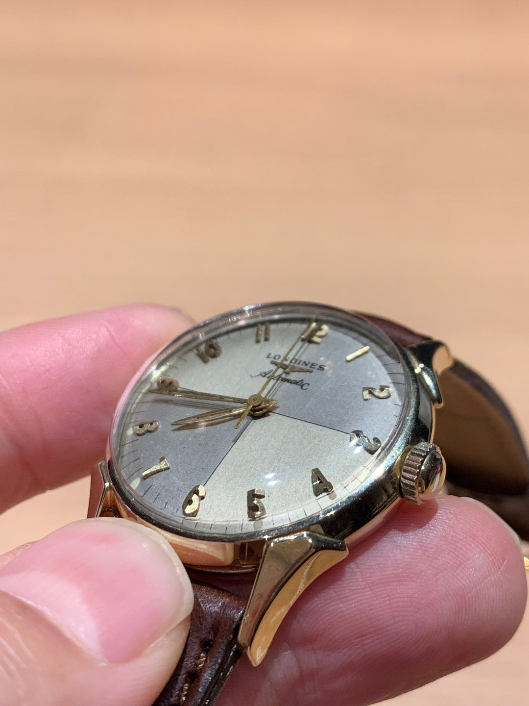 1957年製　10K　ロンジン  ツートンゼファーダイヤル 自動巻きヴィンテージ腕時計 19AS