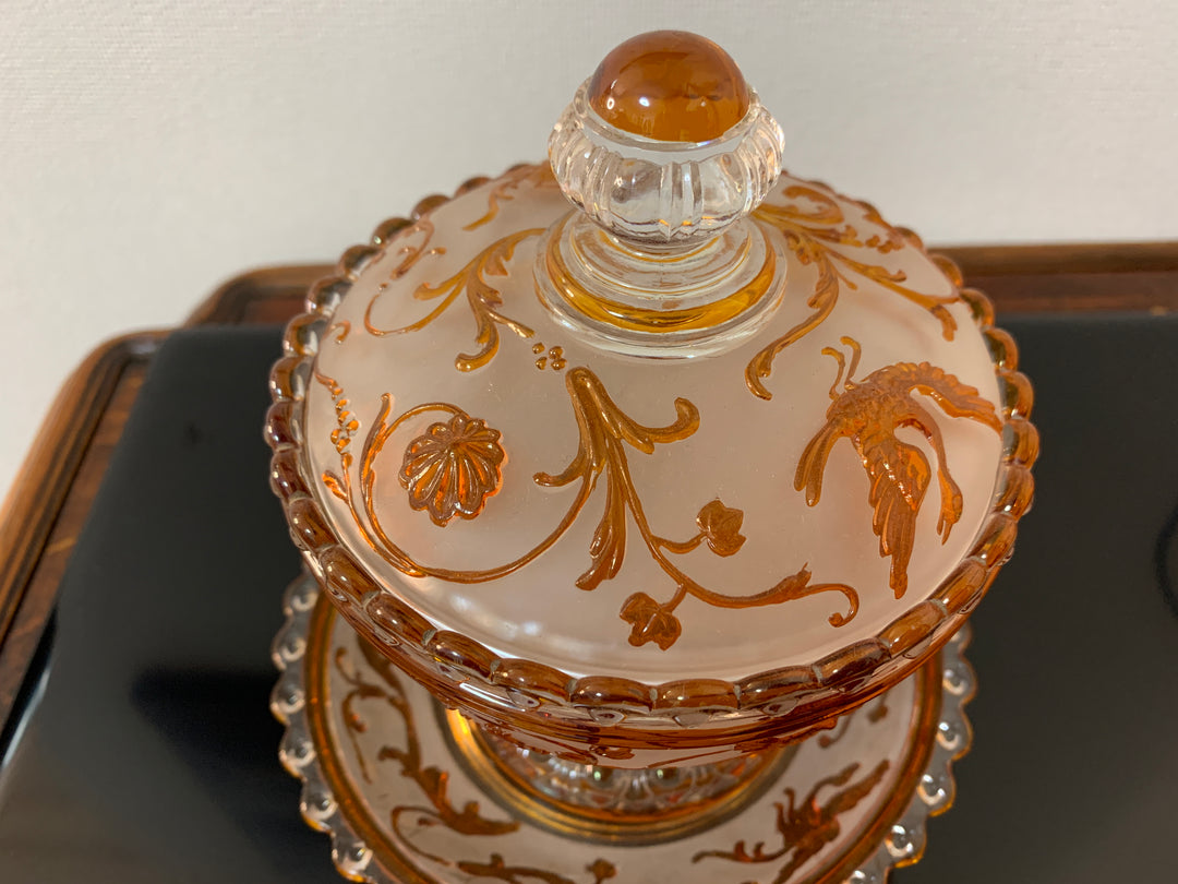 オールドバカラの大作！白鳥が描かれたコンポート(小物入れ)　19世紀名作ルネッサンス時代の作品