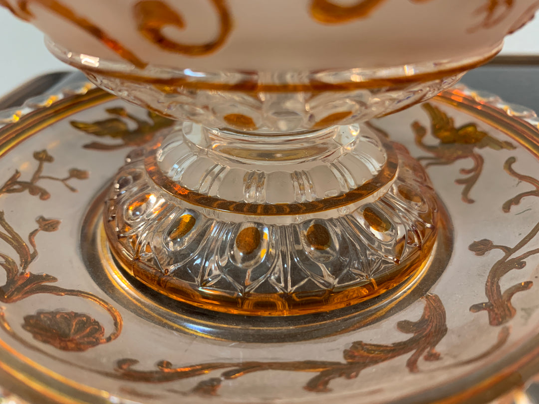 オールドバカラの大作！白鳥が描かれたコンポート(小物入れ)　19世紀名作ルネッサンス時代の作品