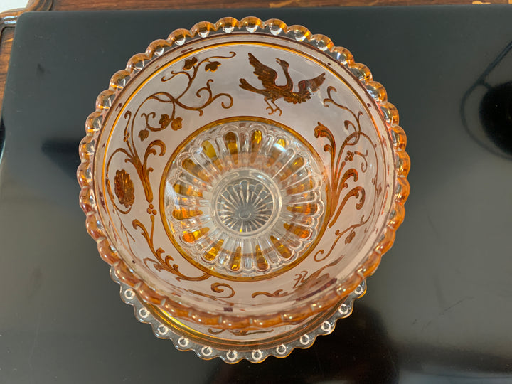 オールドバカラの大作！白鳥が描かれたコンポート(小物入れ)　19世紀名作ルネッサンス時代の作品