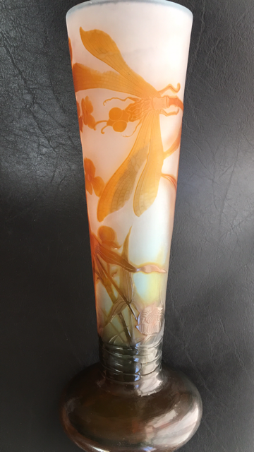 エミールガレ　トンボと睡蓮の大型花瓶