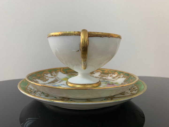 オールドノリタケ アールヌーボー様式 ピンクローズと金彩のティーカップ