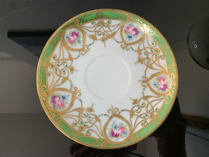 オールドノリタケ アールヌーボー様式 ピンクローズと金彩のティーカップ