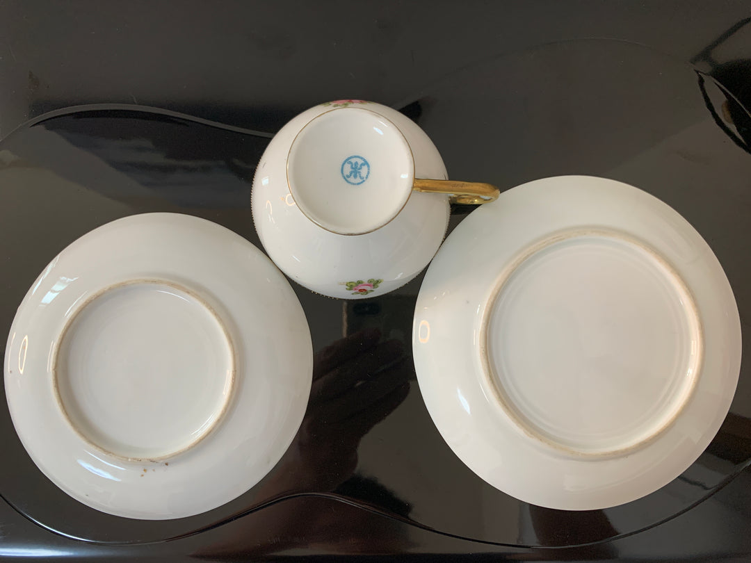 オールドノリタケ アールヌーボー様式 ピンクローズと金彩のティーカップ