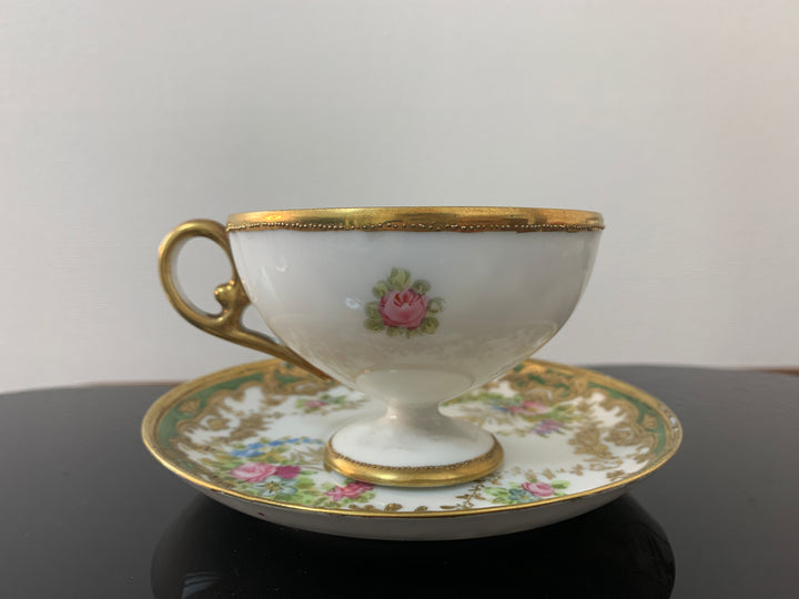オールドノリタケ アールヌーボー様式 ピンクローズと金彩のティーカップ２