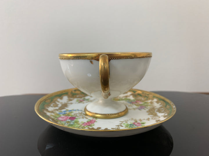 オールドノリタケ アールヌーボー様式 ピンクローズと金彩のティーカップ２