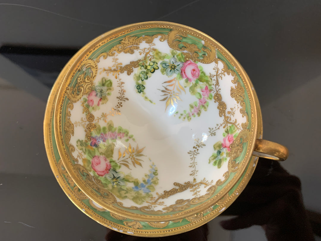 オールドノリタケ アールヌーボー様式 ピンクローズと金彩のティーカップ２