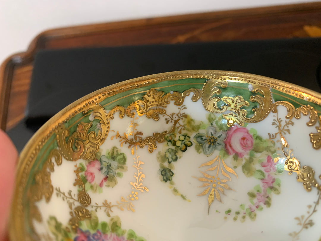 オールドノリタケ アールヌーボー様式 ピンクローズと金彩のティーカップ２