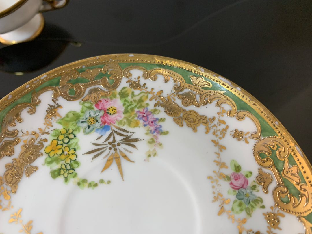 オールドノリタケ アールヌーボー様式 ピンクローズと金彩のティーカップ２