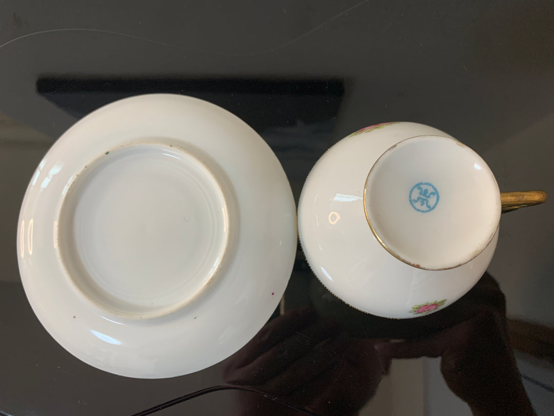 オールドノリタケ アールヌーボー様式 ピンクローズと金彩のティーカップ２