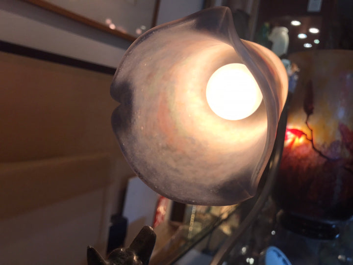 ミューラー兄弟　犬のブロンズのアンティークテーブルランプ