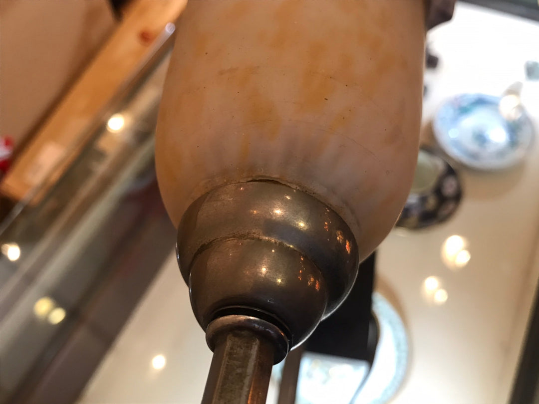 ミューラー兄弟　犬のブロンズのアンティークテーブルランプ