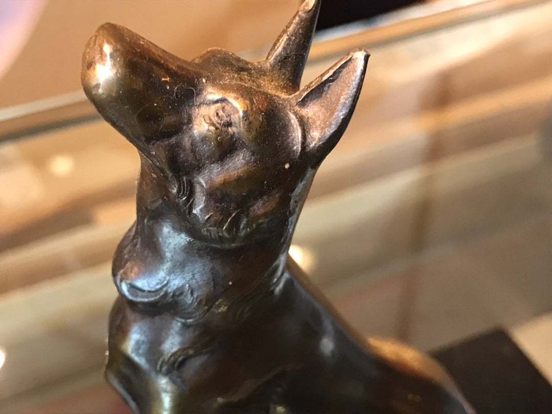 ミューラー兄弟　犬のブロンズのアンティークテーブルランプ