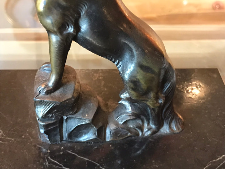 ミューラー兄弟　犬のブロンズのアンティークテーブルランプ