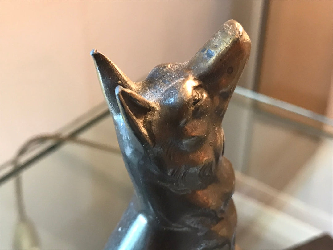 ミューラー兄弟　犬のブロンズのアンティークテーブルランプ