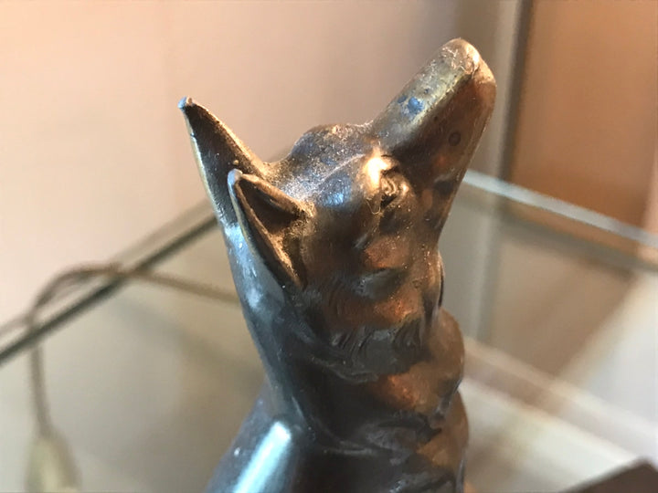 ミューラー兄弟　犬のブロンズのアンティークテーブルランプ