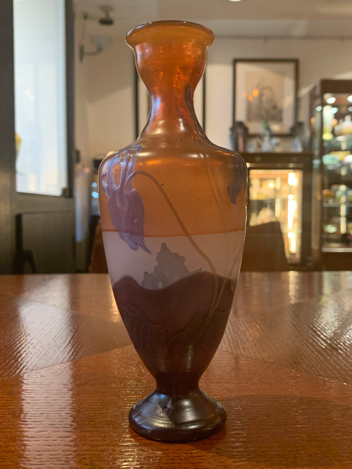 エミールガレ 初期作品 マルケットリー技法で作られたオダマキ文花瓶