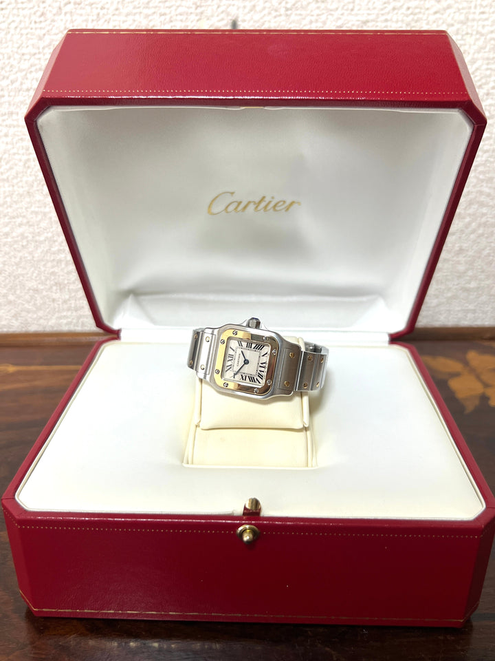 カルティエ　サントスガルべSMサイズ　コンビ クオーツ　レディースウォッチ（ボックス付き）