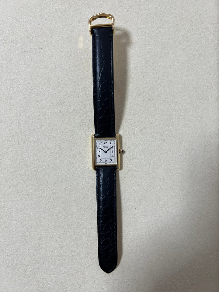 廃盤マスト ドゥ カルティエ タンク　ユニセックス ヴィンテージウォッチ ブレゲ数字 LMサイズ 純銀に18Kヴェルメイユ