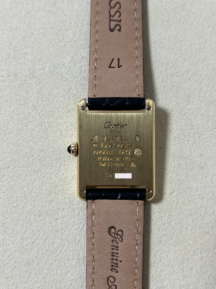 廃盤マスト ドゥ カルティエ タンク　ユニセックス ヴィンテージウォッチ ブレゲ数字 LMサイズ 純銀に18Kヴェルメイユ