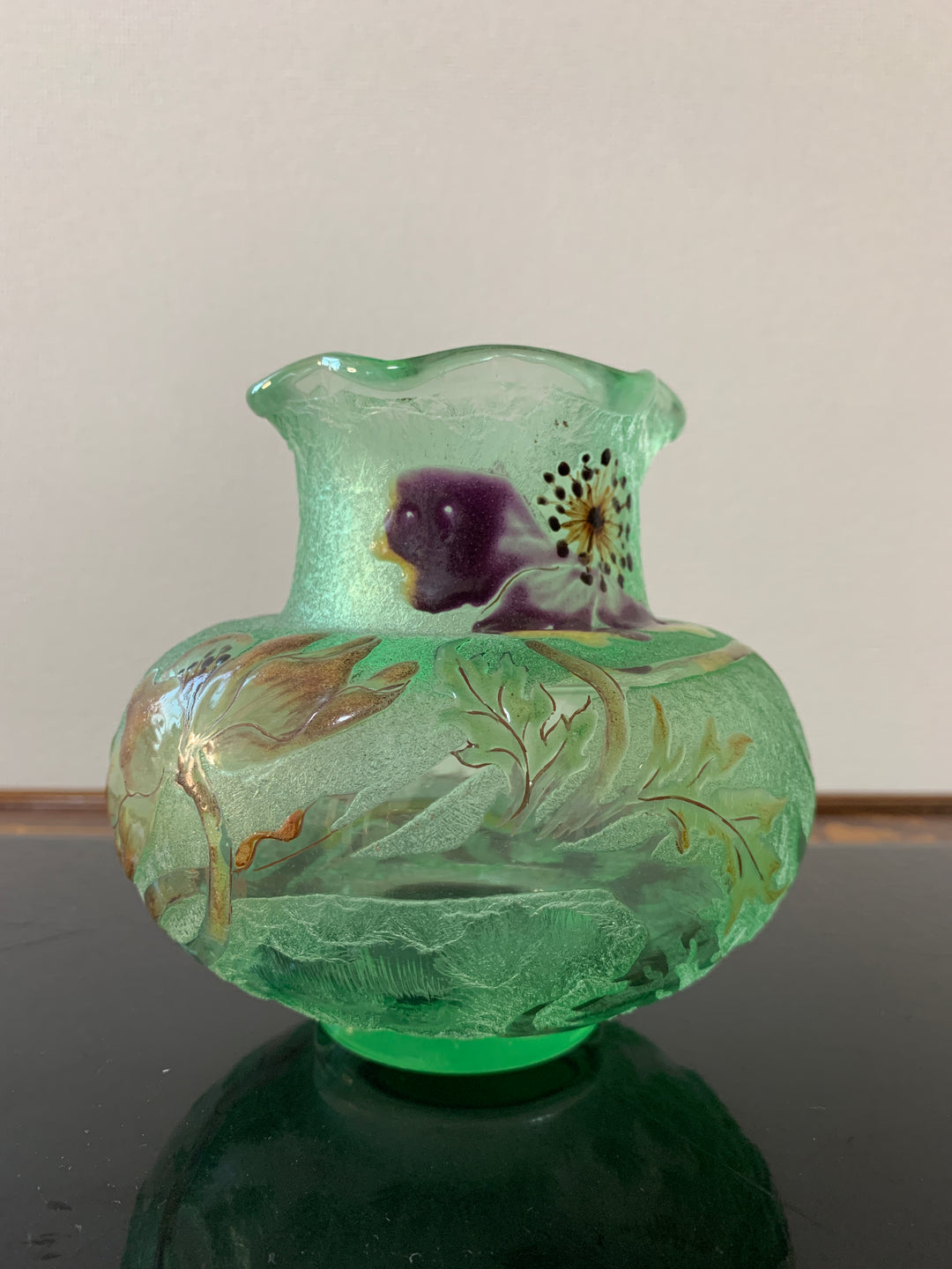 エミールガレ 初期作品 エナメルガラスの花紋花瓶