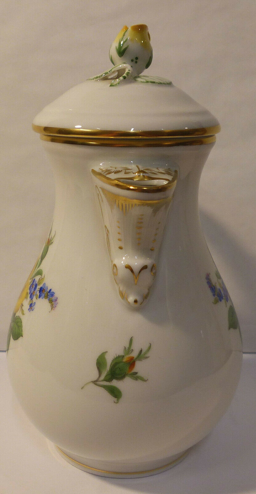 マイセン(Meissen)　モカポット　イエローローズ・勿忘草　1級品