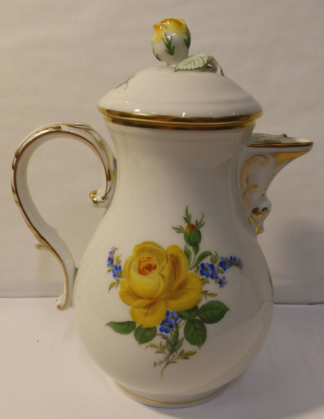 マイセン(Meissen) モカポット イエローローズ・勿忘草 1級品