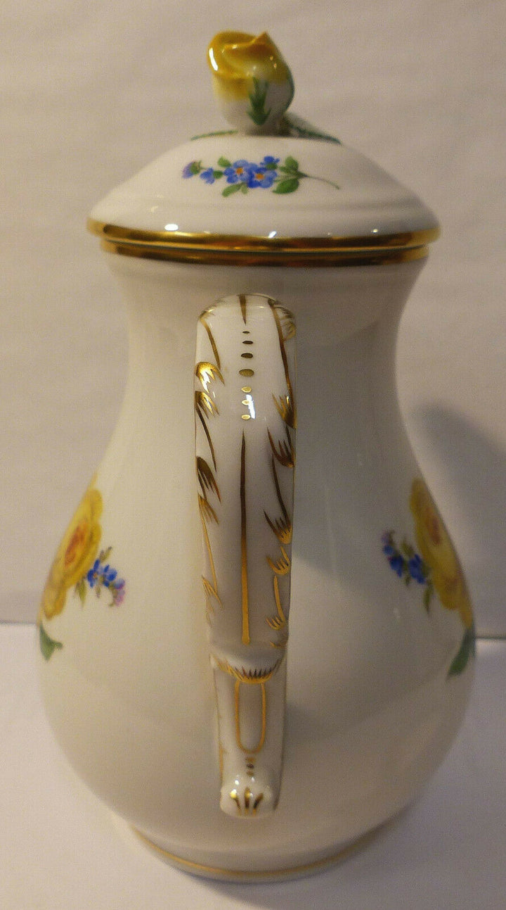 マイセン(Meissen)　モカポット　イエローローズ・勿忘草　1級品