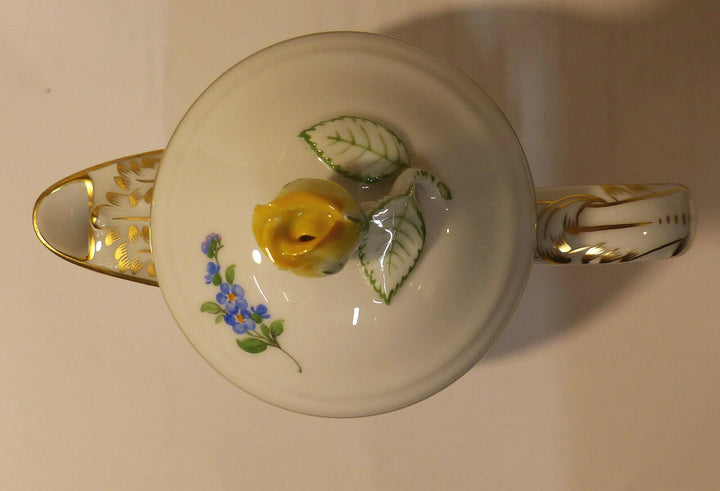 マイセン(Meissen)　モカポット　イエローローズ・勿忘草　1級品