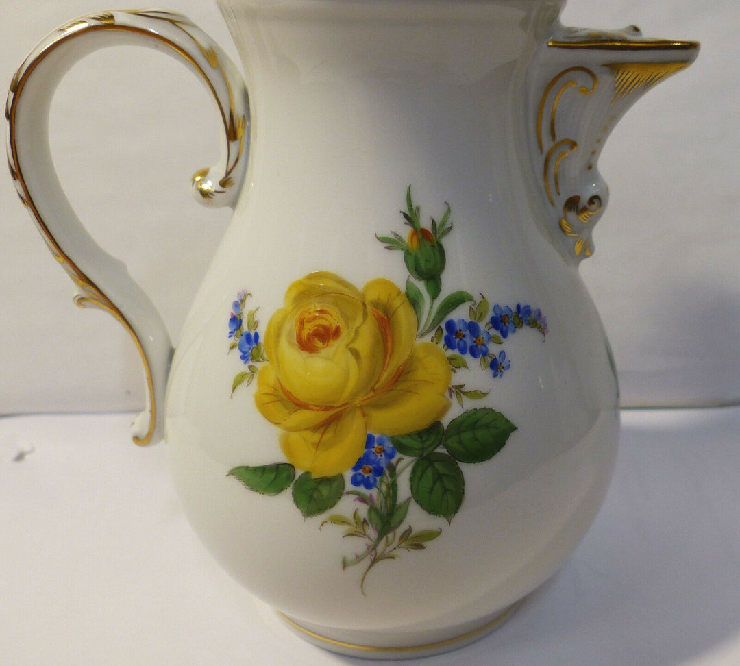 マイセン(Meissen)　モカポット　イエローローズ・勿忘草　1級品