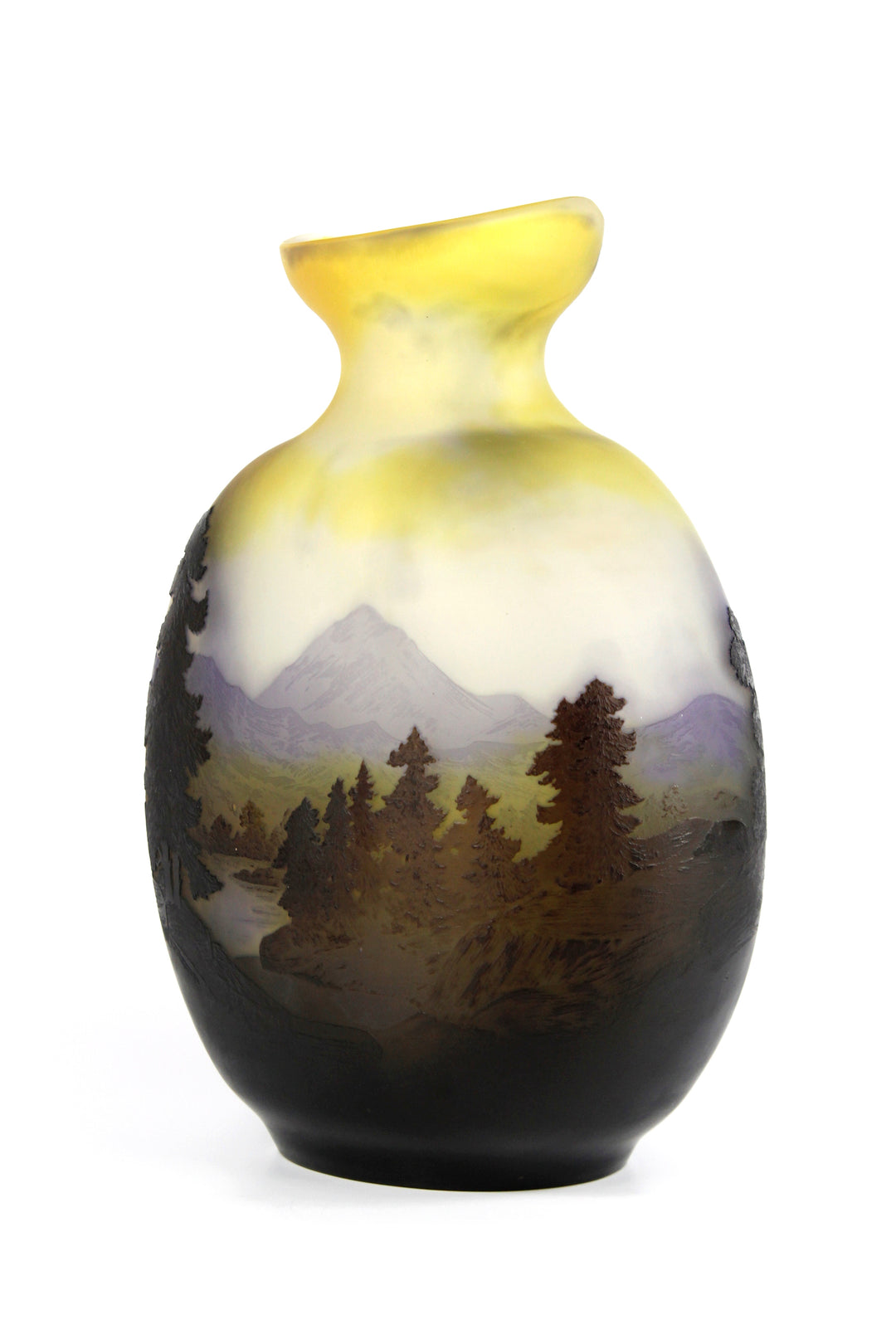 エミールガレ ヴォージュ山脈の風景画の花瓶 口あり – アンティーク
