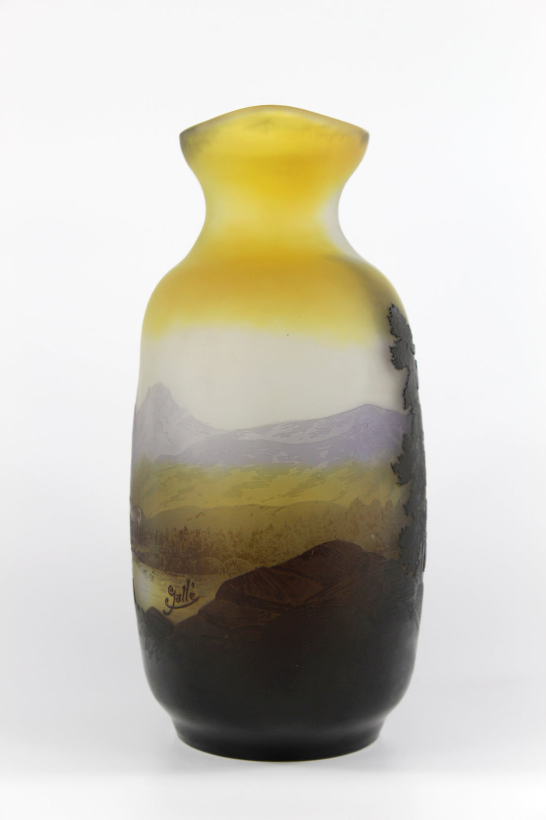 エミールガレ ヴォージュ山脈の風景画の花瓶 口あり