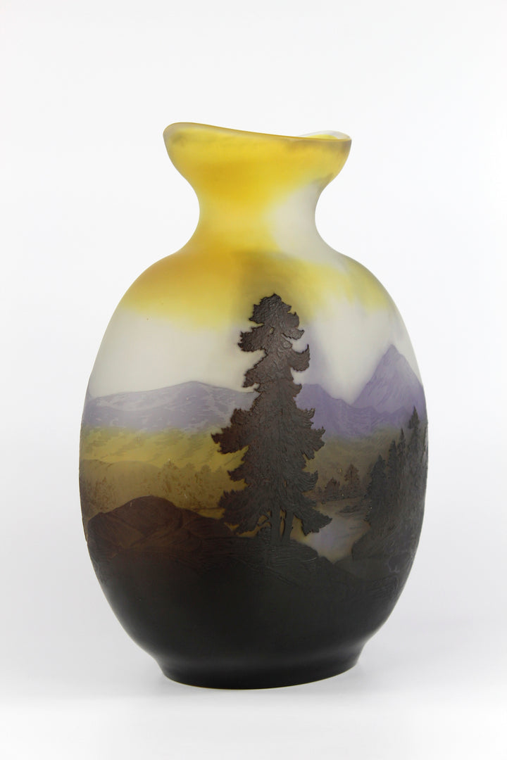 エミールガレ ヴォージュ山脈の風景画の花瓶 口あり – アンティーク