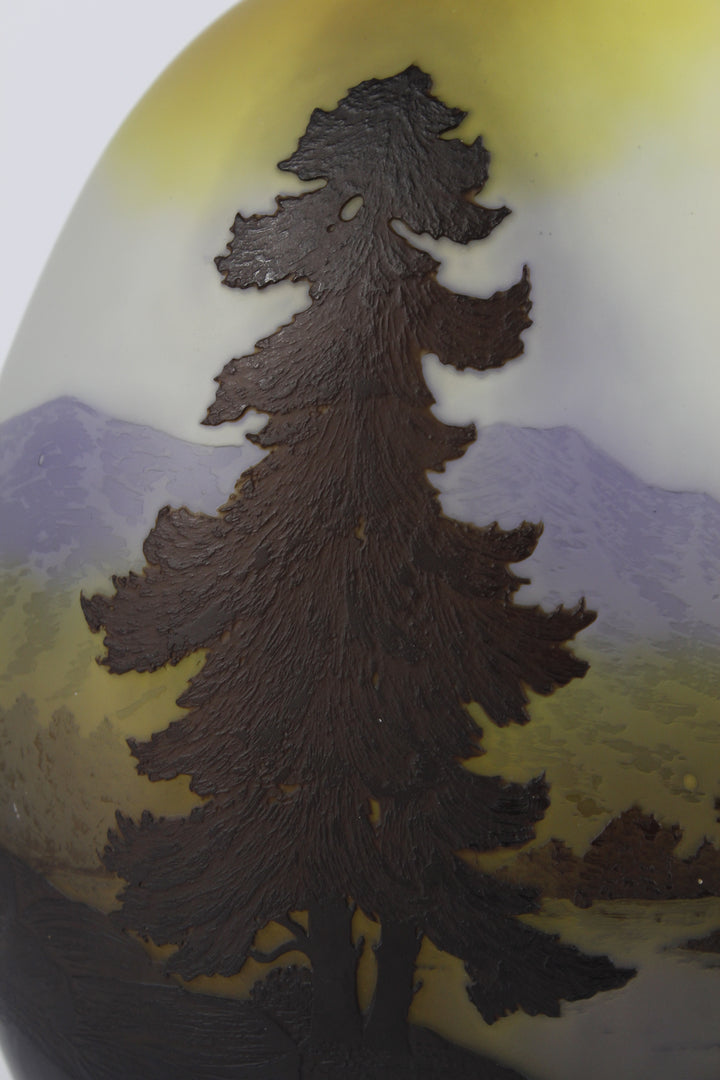 エミールガレ　ヴォージュ山脈の風景画の花瓶　口あり