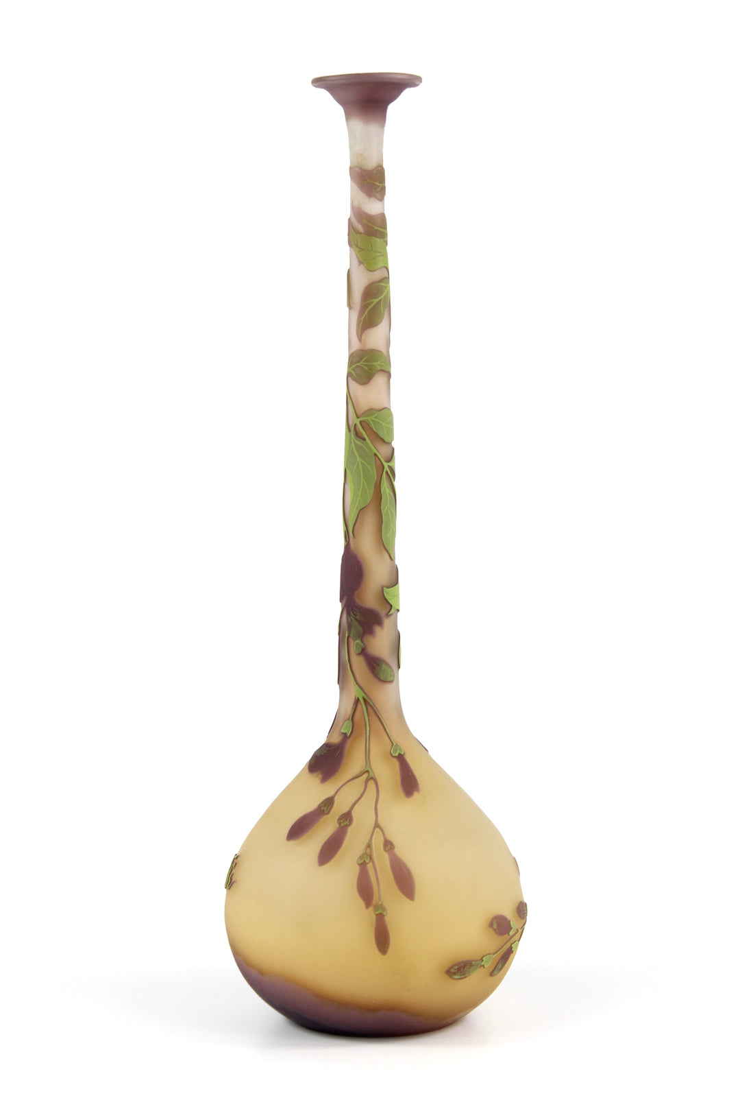 エミールガレ　藤の花が描かれたバンジョー型花瓶